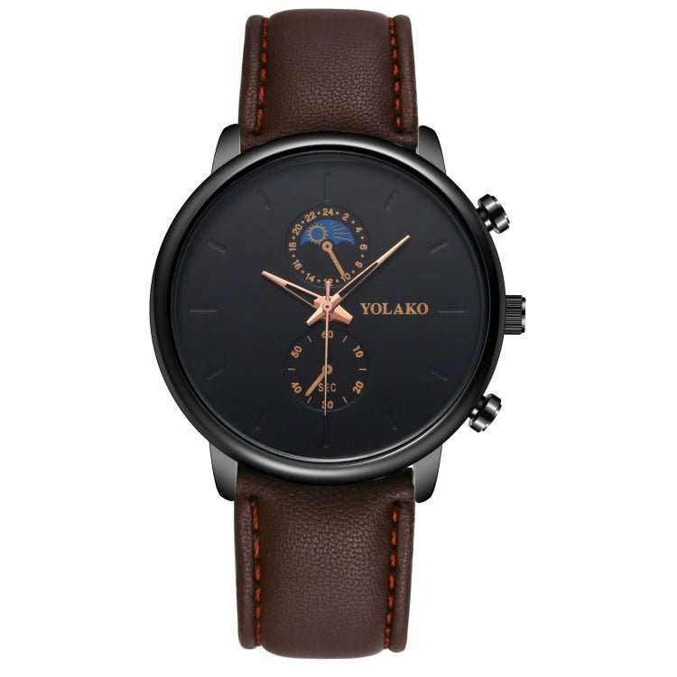 Leather Belt Two Eye Ultra - thin Quartz Men's Watch - AMIR BAGS INDIA PRIVATE LIMITED
