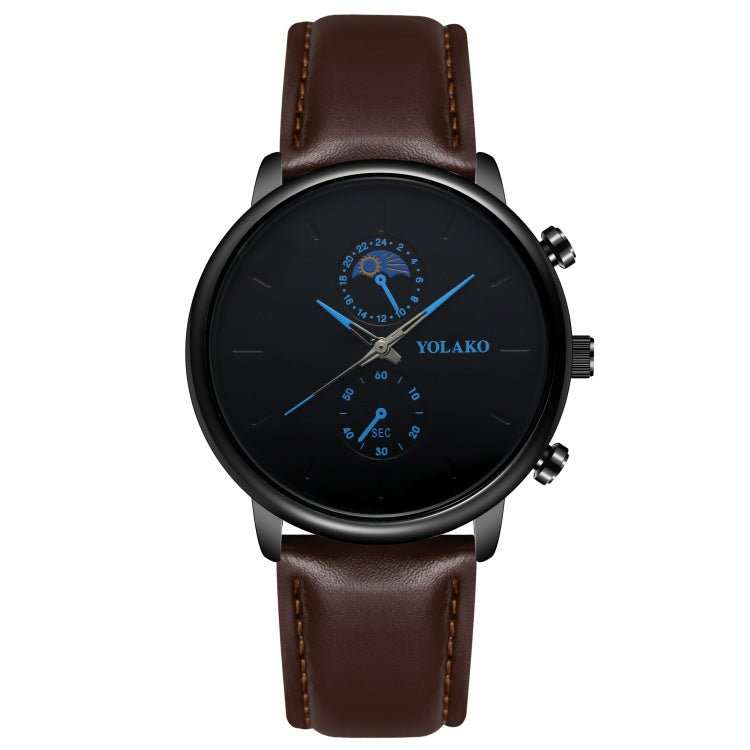 Leather Belt Two Eye Ultra - thin Quartz Men's Watch - AMIR BAGS INDIA PRIVATE LIMITED