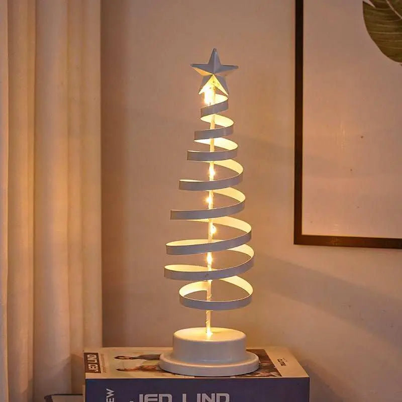 LED Christmas Tree Spiral Light Table Ornament Wrought Iron Xmas Tree Bedroom Desk Lamp Christmas Atmosphere Night Light Decor - AMIR BAGS INDIA PRIVATE LIMITED