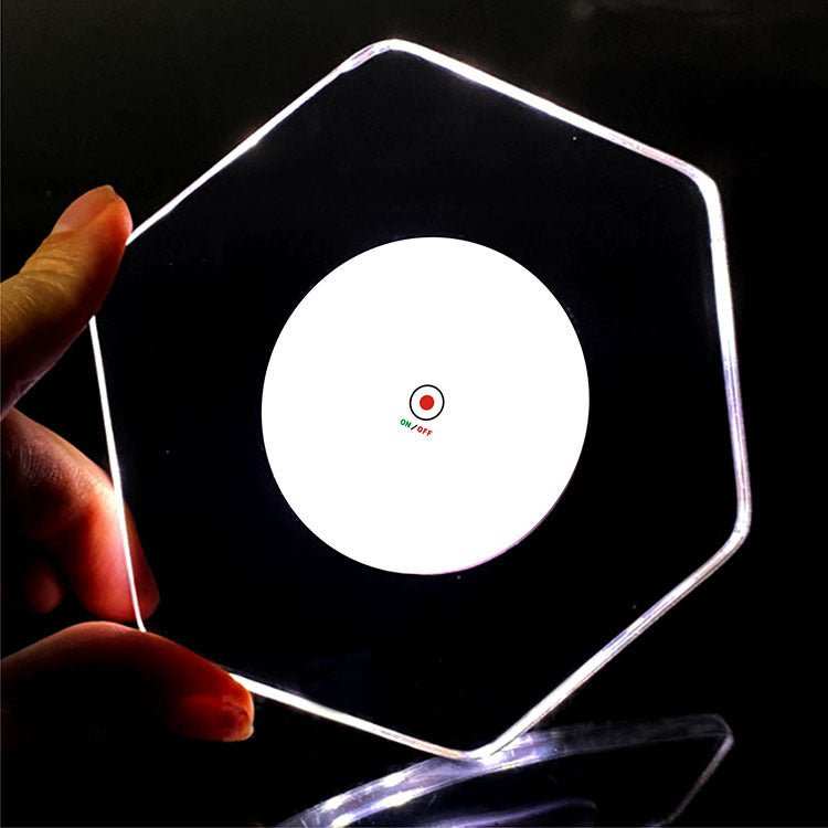 LED Glow Coaster Acrylic Crystal Emitting Luminous Bar Cocktail Mug Stand Light Coasters Flashing Base Tableware Decoration Pads - AMIR BAGS INDIA PRIVATE LIMITED