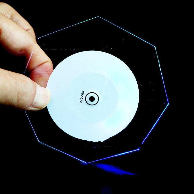 LED Glow Coaster Acrylic Crystal Emitting Luminous Bar Cocktail Mug Stand Light Coasters Flashing Base Tableware Decoration Pads - AMIR BAGS INDIA PRIVATE LIMITED