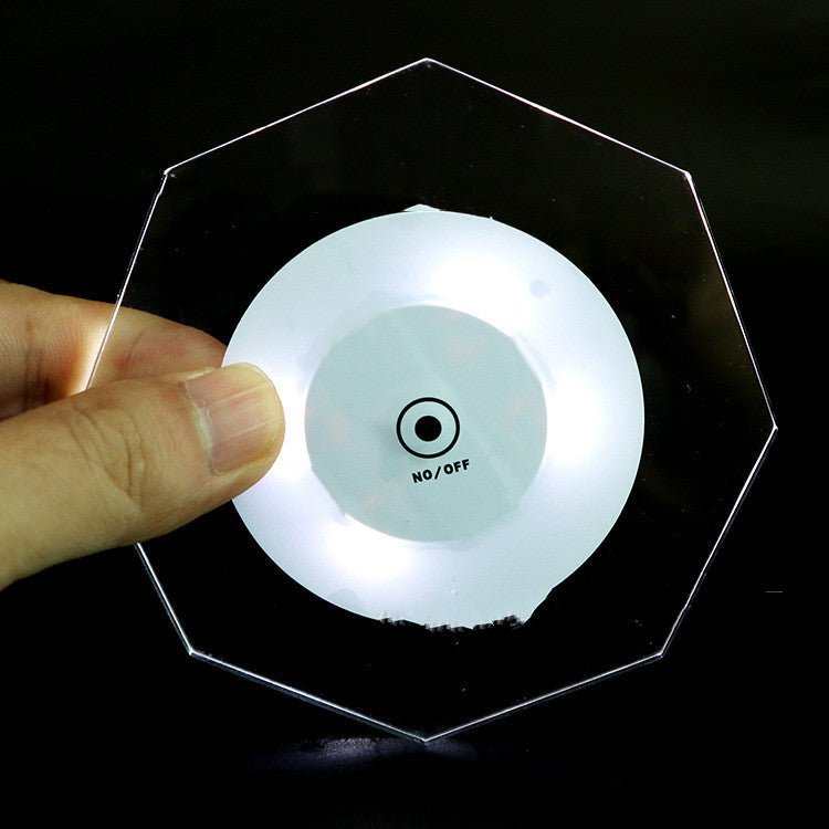 LED Glow Coaster Acrylic Crystal Emitting Luminous Bar Cocktail Mug Stand Light Coasters Flashing Base Tableware Decoration Pads - AMIR BAGS INDIA PRIVATE LIMITED
