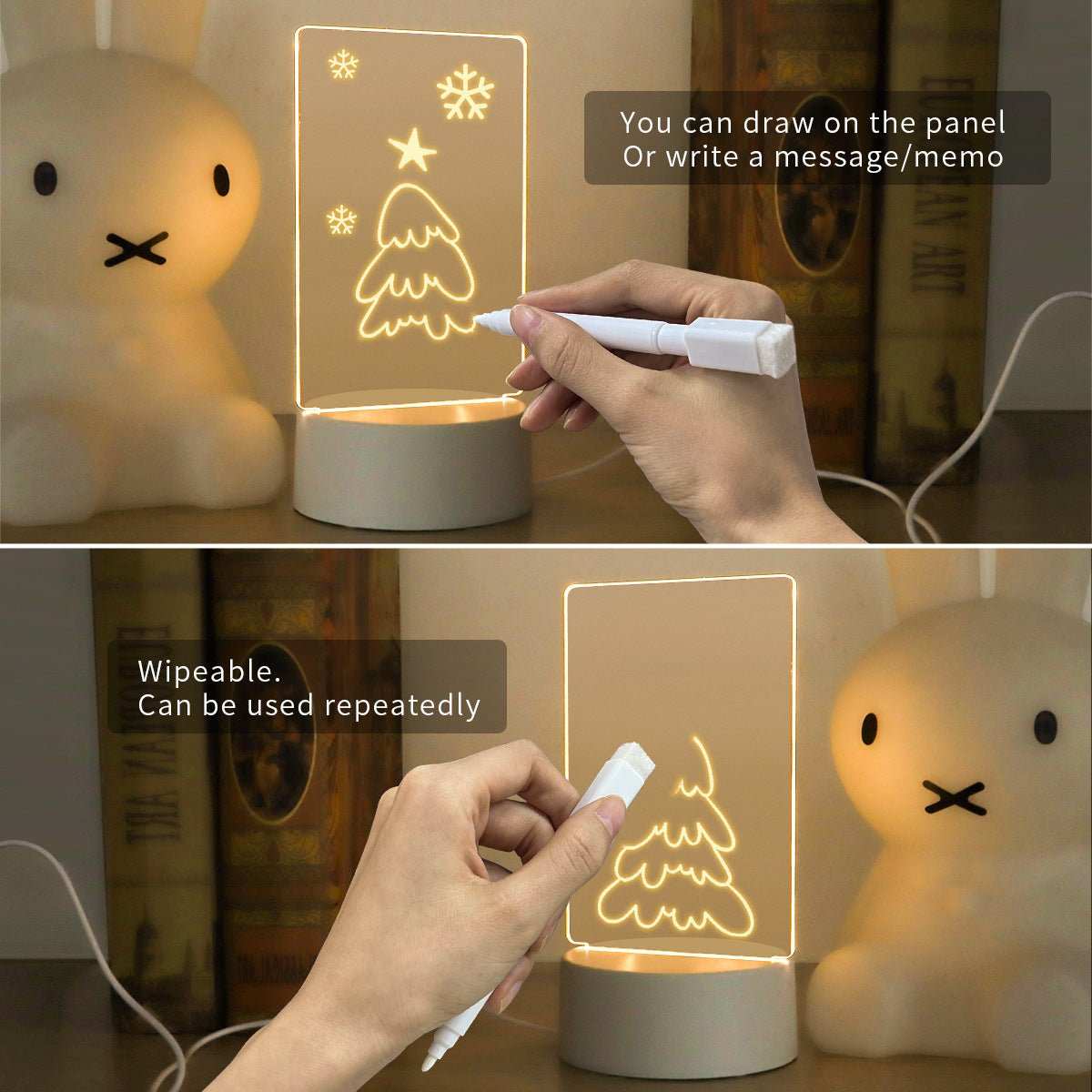 LED Light Note Board Usb Desktop Night Light Luminous Handmade Writing Board - AMIR BAGS INDIA PRIVATE LIMITED