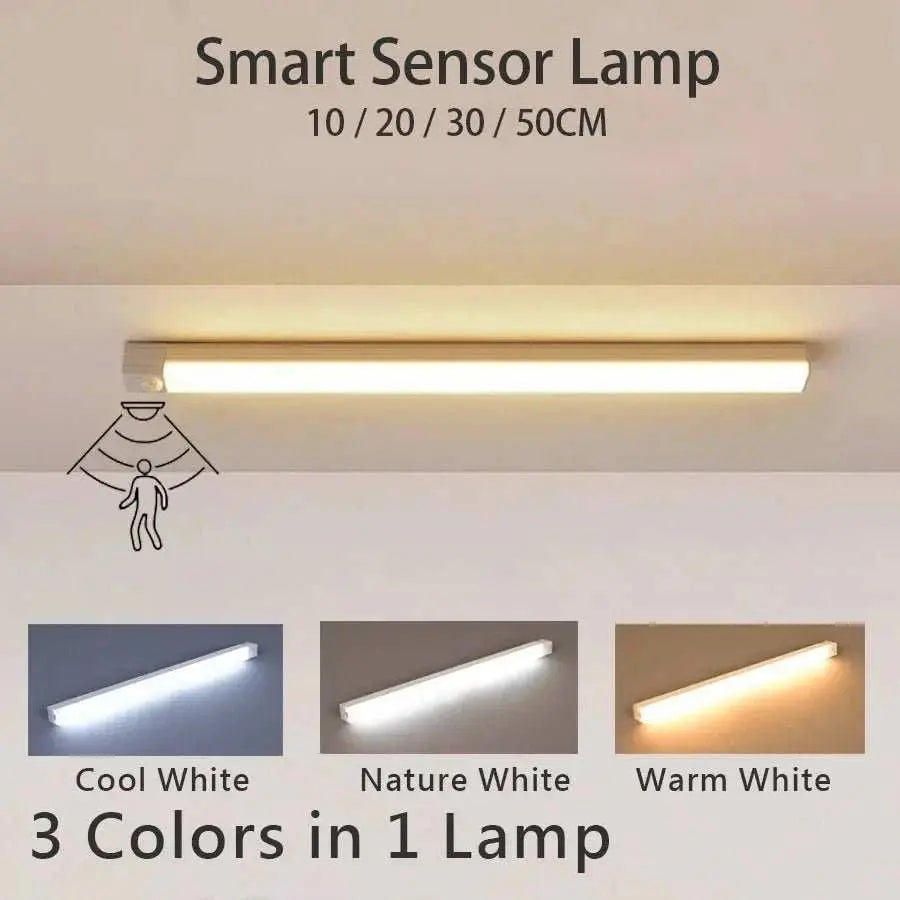 LED Motion Sensor Night Light Rechargeable Induction Bar Light Portable Cordless Magnetic Cabinet Lamp for Kitchen Room Bedside - AMIR BAGS INDIA PRIVATE LIMITED