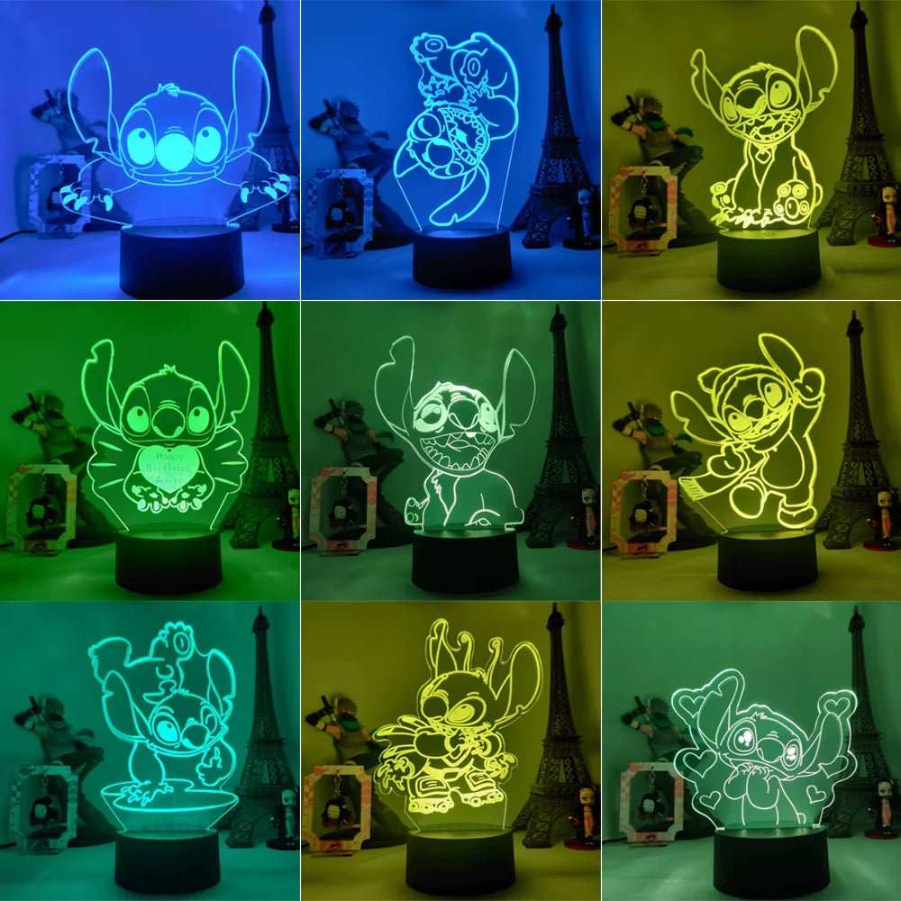 Lilo & Stitch Cartoon 7/16 Colors Creative 3D Lamp Anime Figure LED Night Lamp Touch Table Lamp Ornaments Kids Toys Gifts - AMIR BAGS INDIA PRIVATE LIMITED