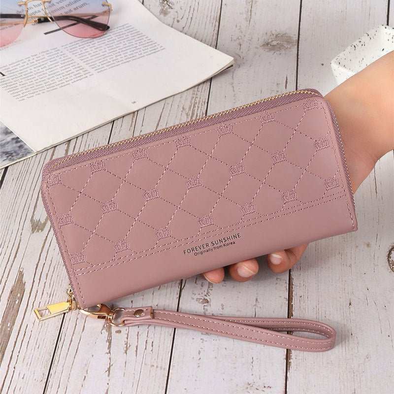Long Crown Embroidery Thread Single Zip Clutch Wallet Women - AMIR BAGS INDIA PRIVATE LIMITED