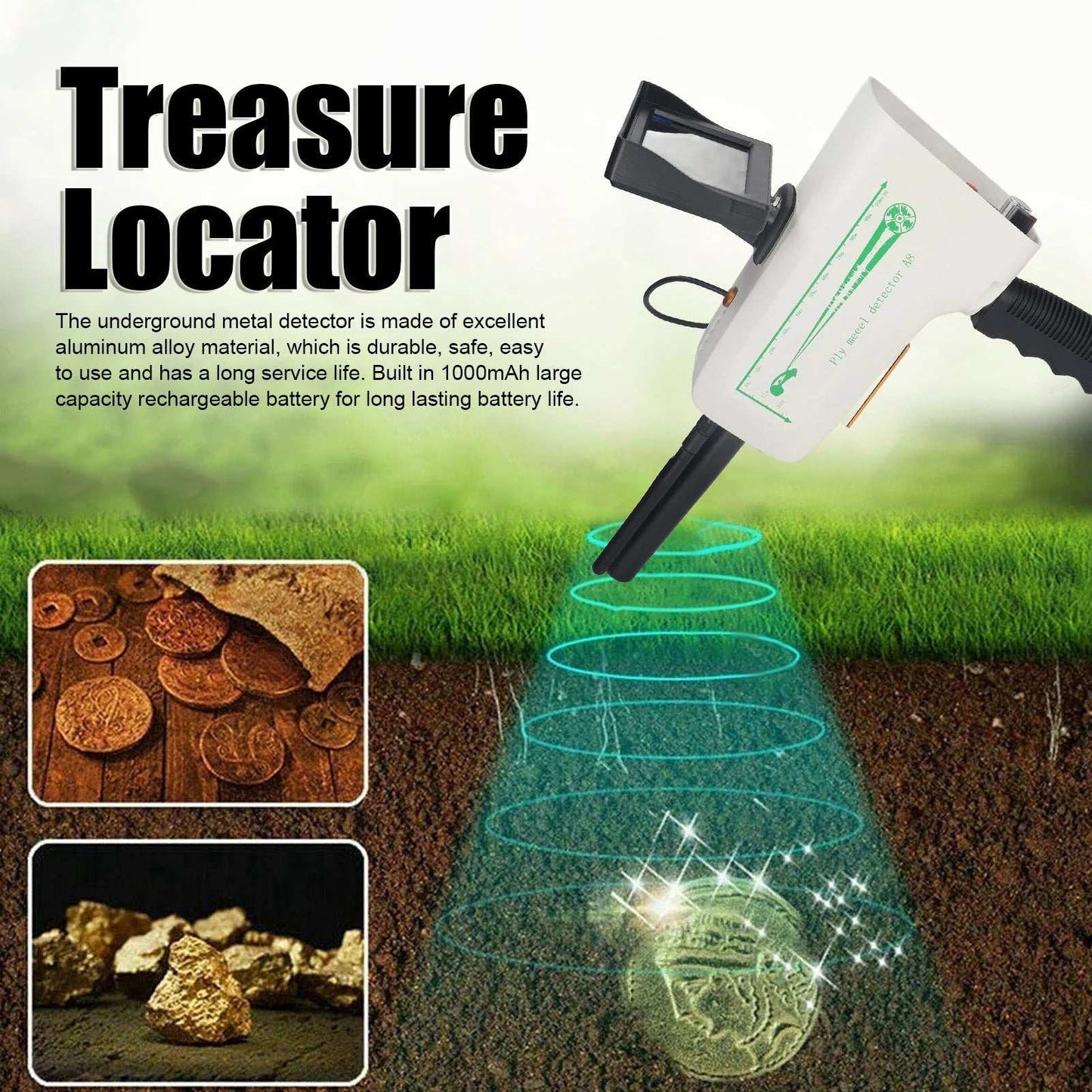 Long Range Gold Detector AC100 to 240V Underground Metal Scanner with High Definition Screen for Gold Silver Copper - AMIR BAGS INDIA PRIVATE LIMITED