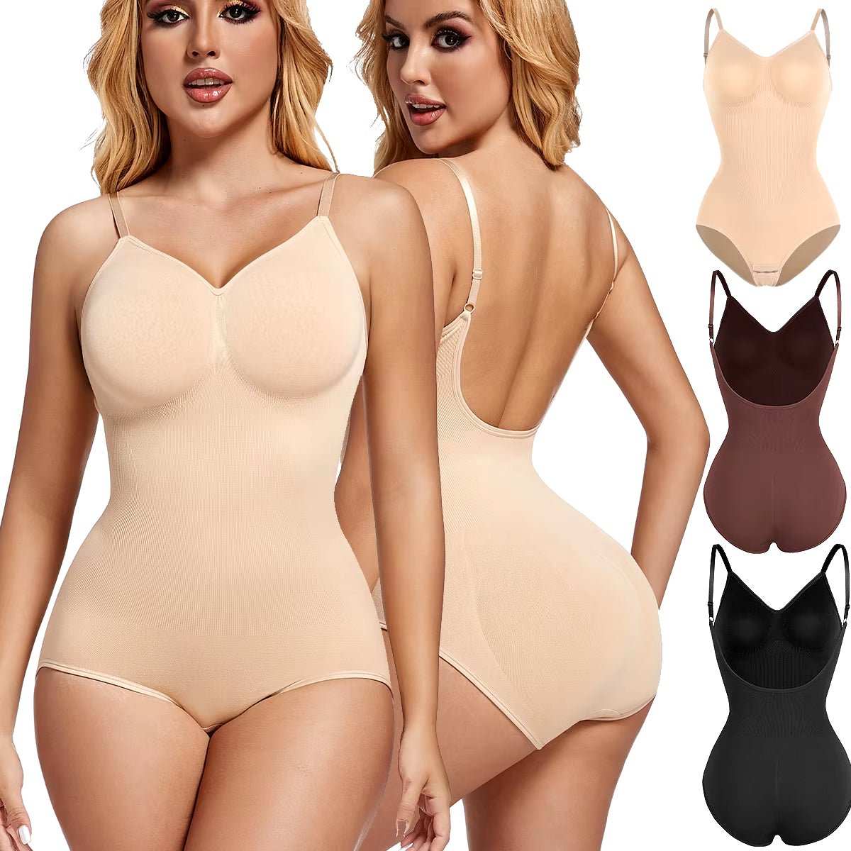 Low Back Bodysuits Shapewear for Women Open Crotch Body Shaper Seamless Tummy Control Push up Corset Tank Top Backless Underwear - AMIR BAGS INDIA PRIVATE LIMITED