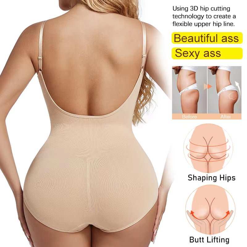 Low Back Bodysuits Shapewear for Women Open Crotch Body Shaper Seamless Tummy Control Push up Corset Tank Top Backless Underwear - AMIR BAGS INDIA PRIVATE LIMITED