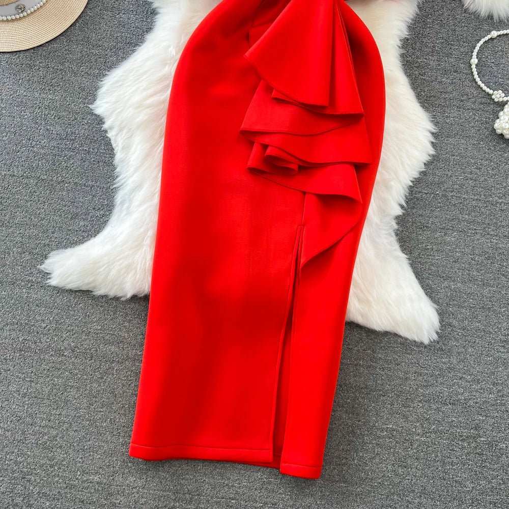 Luxury Elegant Formal Dress for Women Banquets Socialites Work Office Dresses Beads V - Neck Hip Wrap Dresses - AMIR BAGS INDIA PRIVATE LIMITED