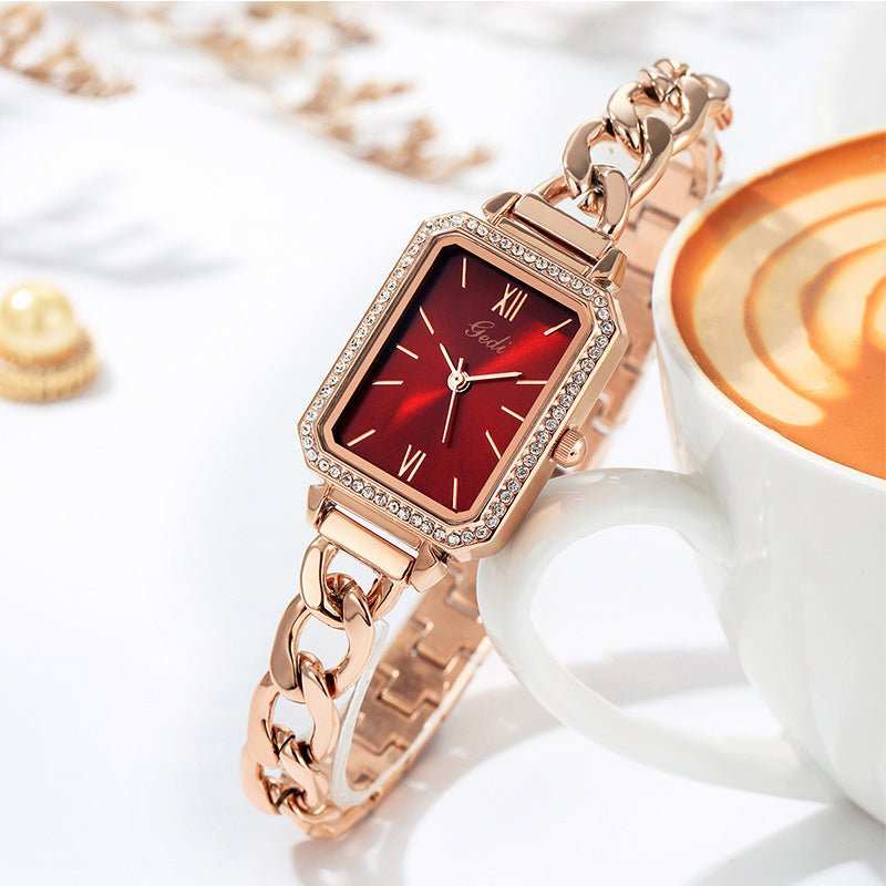 Luxury Rhinestone Denim With Small Green Watch - AMIR BAGS INDIA PRIVATE LIMITED