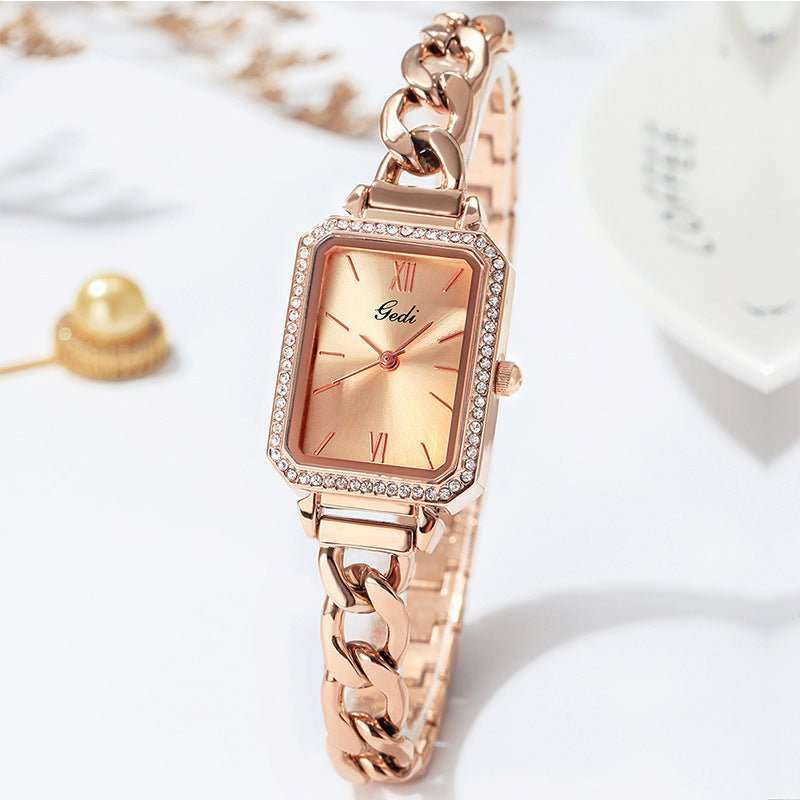 Luxury Rhinestone Denim With Small Green Watch - AMIR BAGS INDIA PRIVATE LIMITED