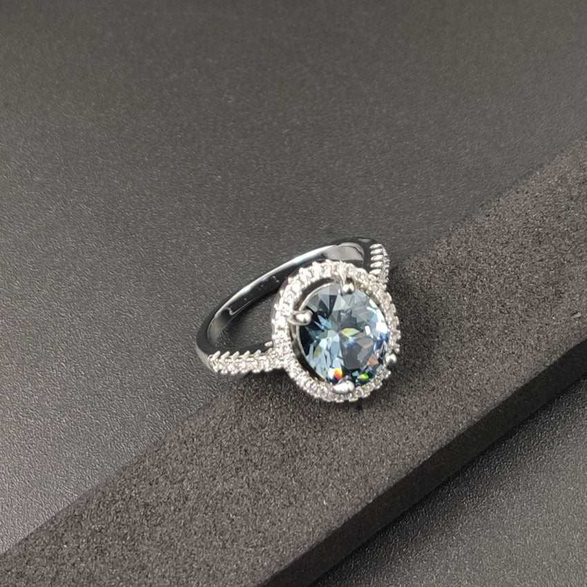 Luxury Zircon Round Ring Full Of Diamonds Ring Engagement Wedding First Ornament - AMIR BAGS INDIA PRIVATE LIMITED