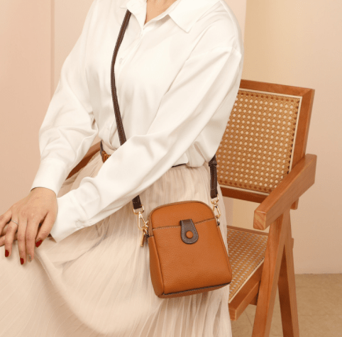 Lychee Pattern Mobile Phone Bag Small High Quality Leather Crossbody Bags For Women Wallet - AMIR BAGS INDIA PRIVATE LIMITED