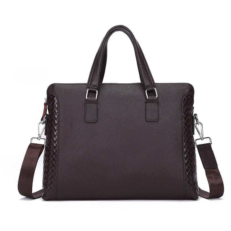 Men's Briefcase Genuine Leather 14 - inch Laptop Bag Horizontal Cowhide Business Office Bag - AMIR BAGS INDIA PRIVATE LIMITED