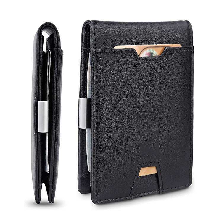 Men's Card Holder Fiber Leather Money Clip Wallet - AMIR BAGS INDIA PRIVATE LIMITED