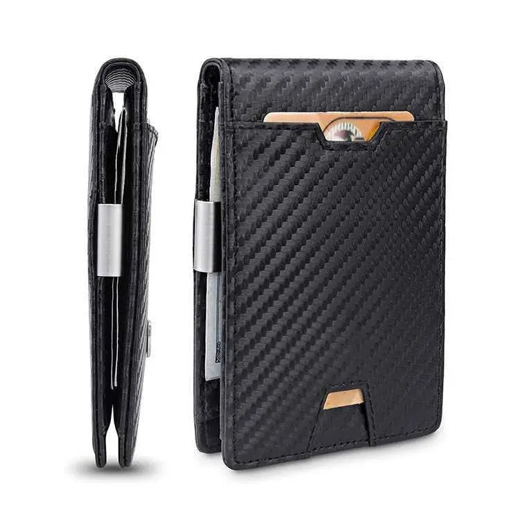 Men's Card Holder Fiber Leather Money Clip Wallet - AMIR BAGS INDIA PRIVATE LIMITED