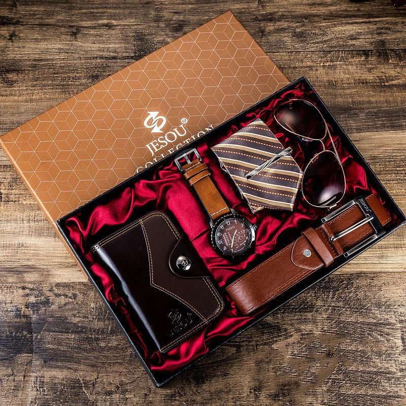 Men's Gift Suit Exquisite Packaging Watch Belt Tie Wallet Simple Combination Suit - AMIR BAGS INDIA PRIVATE LIMITED