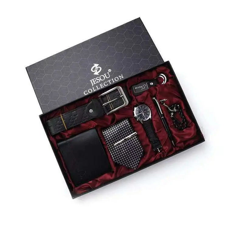Men's Gift Suit Exquisite Packaging Watch Belt Tie Wallet Simple Combination Suit - AMIR BAGS INDIA PRIVATE LIMITED