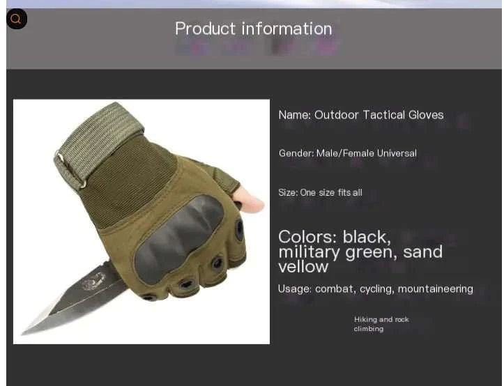 Men's Half Finger Tactical Gloves - AMIR BAGS INDIA PRIVATE LIMITED