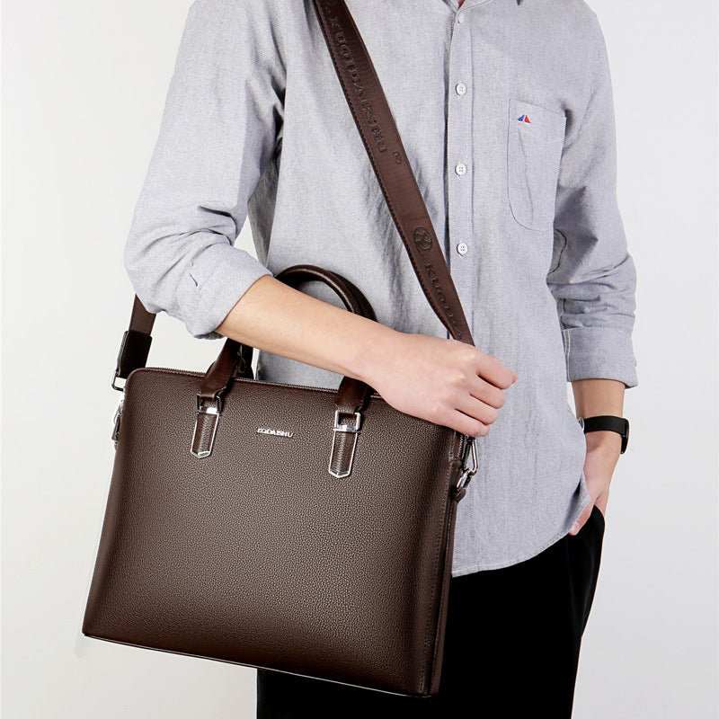 Men's Handbag Double Pull Large Capacity Business Computer Bag Authentic Leather Tactile Feel - AMIR BAGS INDIA PRIVATE LIMITED