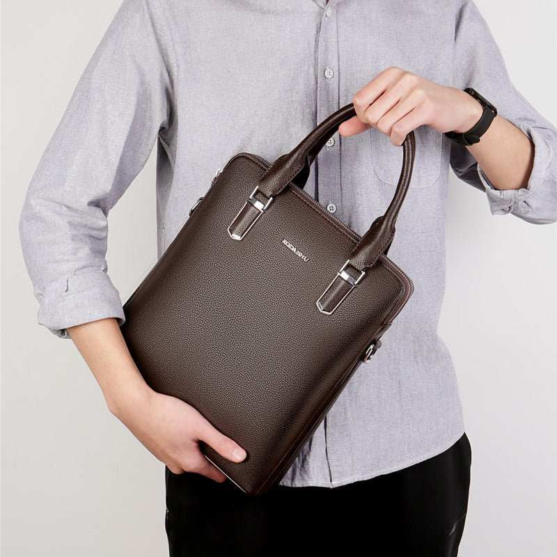 Men's Handbag Double Pull Large Capacity Business Computer Bag Authentic Leather Tactile Feel - AMIR BAGS INDIA PRIVATE LIMITED