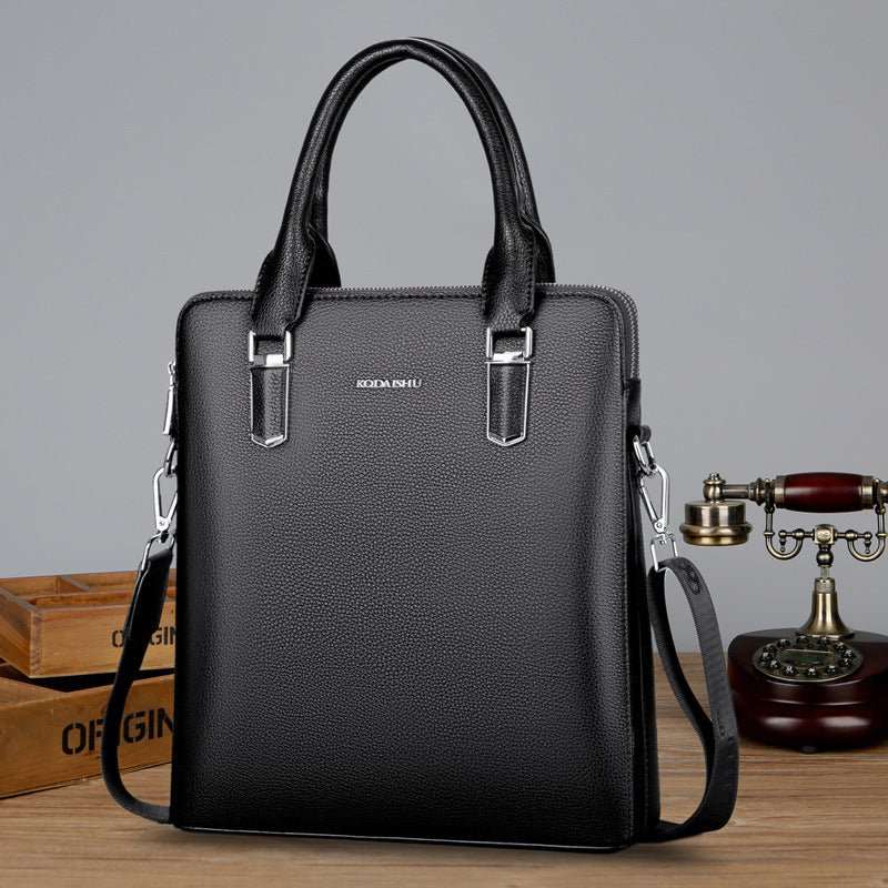 Men's Handbag Double Pull Large Capacity Business Computer Bag Authentic Leather Tactile Feel - AMIR BAGS INDIA PRIVATE LIMITED