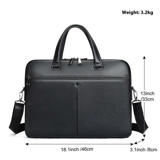 Men's Handbag Horizontal Briefcase Large Capacity First Layer Cowhide 17 - inch Computer Bag - AMIR BAGS INDIA PRIVATE LIMITED