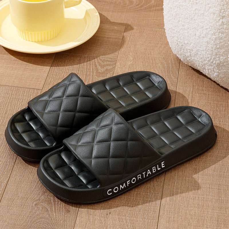 Men's Home Slippers With Plaid Design Soft - soled Silent Indoor Floor Bathing Slippers Women House Shoes Summer - AMIR BAGS INDIA PRIVATE LIMITED