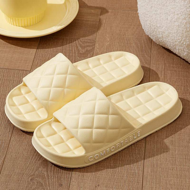 Men's Home Slippers With Plaid Design Soft - soled Silent Indoor Floor Bathing Slippers Women House Shoes Summer - AMIR BAGS INDIA PRIVATE LIMITED
