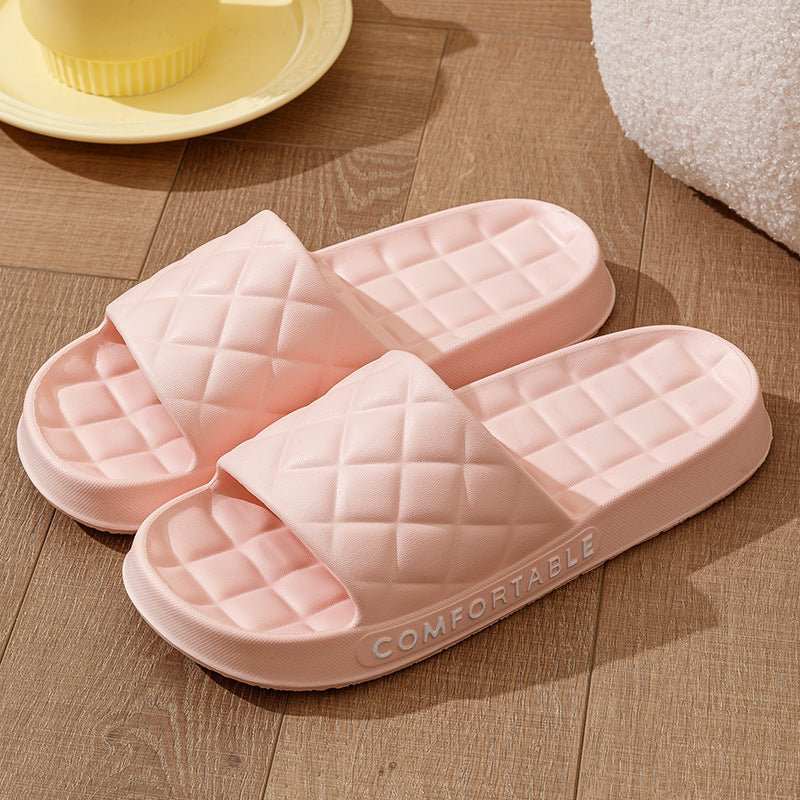 Men's Home Slippers With Plaid Design Soft - soled Silent Indoor Floor Bathing Slippers Women House Shoes Summer - AMIR BAGS INDIA PRIVATE LIMITED