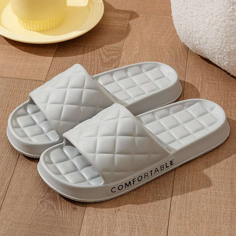 Men's Home Slippers With Plaid Design Soft - soled Silent Indoor Floor Bathing Slippers Women House Shoes Summer - AMIR BAGS INDIA PRIVATE LIMITED