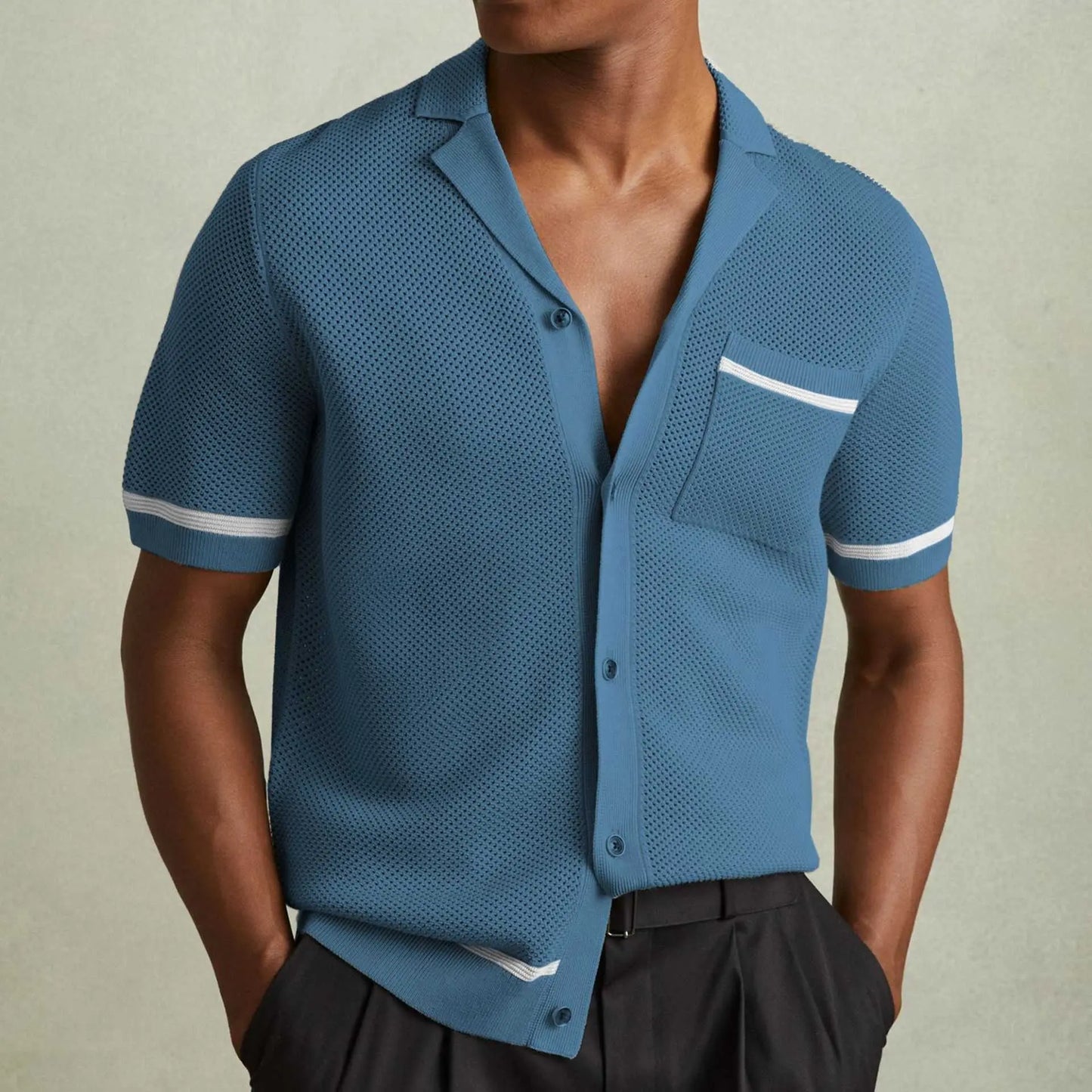 Men's Knitwear Summer Cuban Collar Short Sleeve Polo ShirtProduct information:Pattern: solid colorColor: gray, green, blueDetails of clothing style: flockingSize: M,L,XL,2XL,3XLVersion: RegularThickness: thinFabric name: TeDropshipmanAMIR BAGS INDIA PRIVATE LIMITEDnull