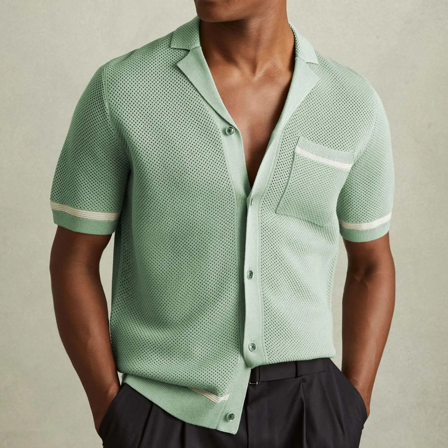 Men's Knitwear Summer Cuban Collar Short Sleeve Polo ShirtProduct information:Pattern: solid colorColor: gray, green, blueDetails of clothing style: flockingSize: M,L,XL,2XL,3XLVersion: RegularThickness: thinFabric name: TeDropshipmanAMIR BAGS INDIA PRIVATE LIMITEDnull