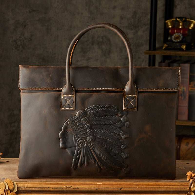 Men's Leather Business Casual Lightweight Briefcase - AMIR BAGS INDIA PRIVATE LIMITED