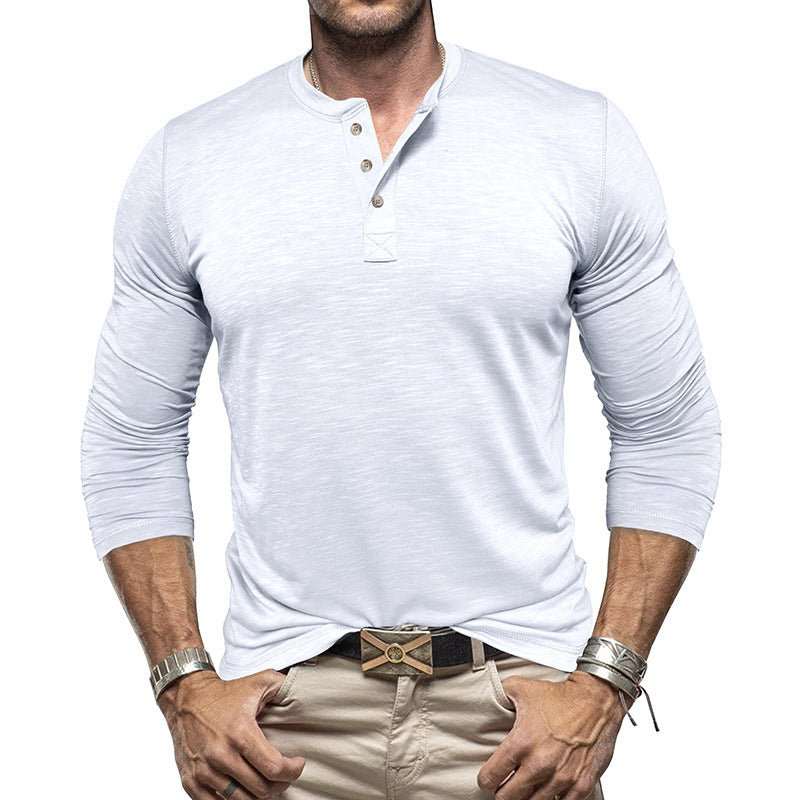 Men's Long - sleeved Henry Collar T-shirt - AMIR BAGS INDIA PRIVATE LIMITED