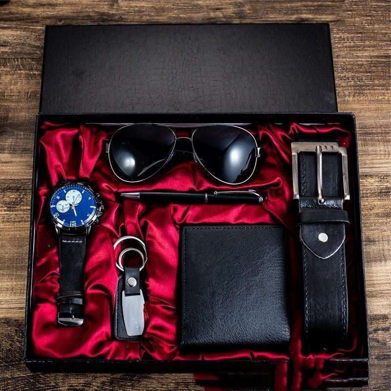 Men's Luxury Gift Box Sunglasses Belt Watch Wallet 6 Sets - AMIR BAGS INDIA PRIVATE LIMITED