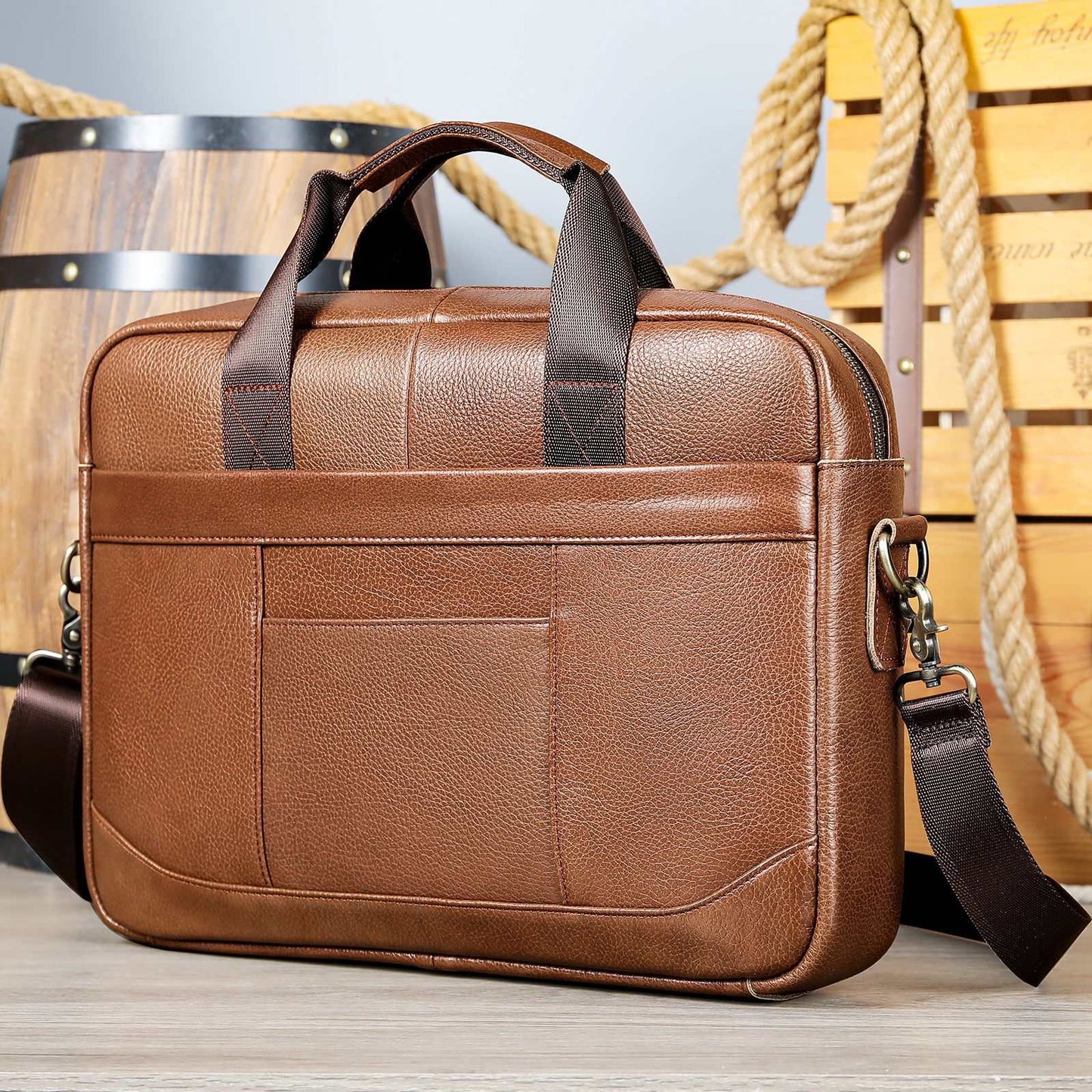 Men's Official Document Leather Casual Computer Bag Shoulder Crossbody - AMIR BAGS INDIA PRIVATE LIMITED