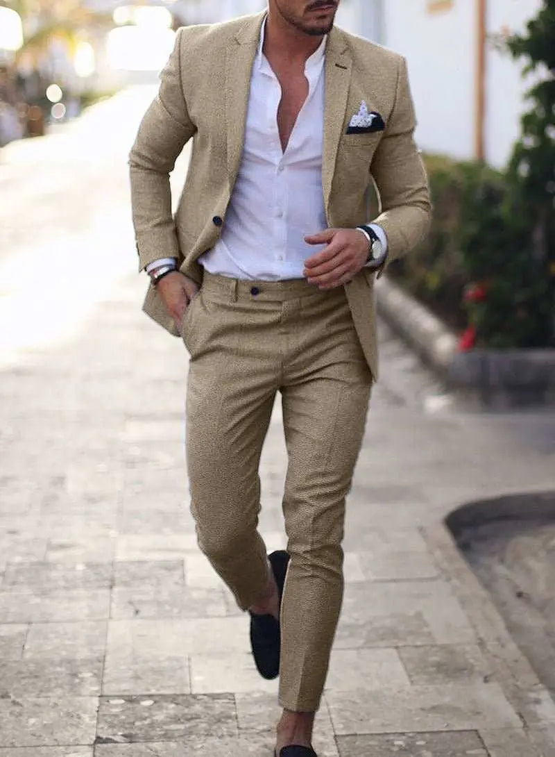 Men's Plus Size Two-piece SuitProduct information:Thickness: regularFabric name: hemp blendColor: yellow, sky blue, light blue, khaki, light pink, light green, dark blueMain fabric composition: lDropshipmanAMIR BAGS INDIA PRIVATE LIMITEDnull