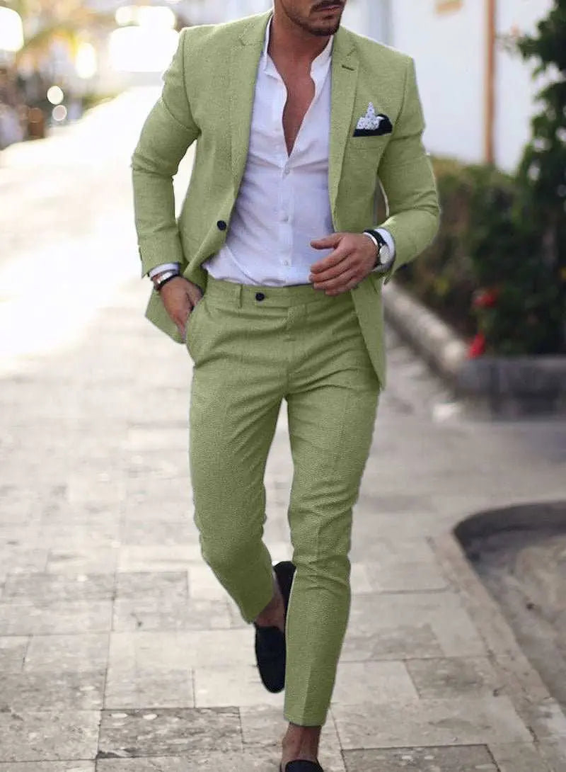Men's Plus Size Two-piece SuitProduct information:Thickness: regularFabric name: hemp blendColor: yellow, sky blue, light blue, khaki, light pink, light green, dark blueMain fabric composition: lDropshipmanAMIR BAGS INDIA PRIVATE LIMITEDnull