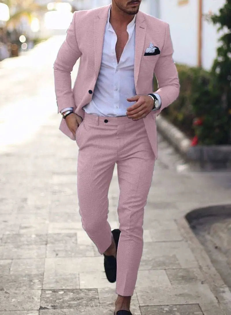 Men's Plus Size Two-piece SuitProduct information:Thickness: regularFabric name: hemp blendColor: yellow, sky blue, light blue, khaki, light pink, light green, dark blueMain fabric composition: lDropshipmanAMIR BAGS INDIA PRIVATE LIMITEDnull