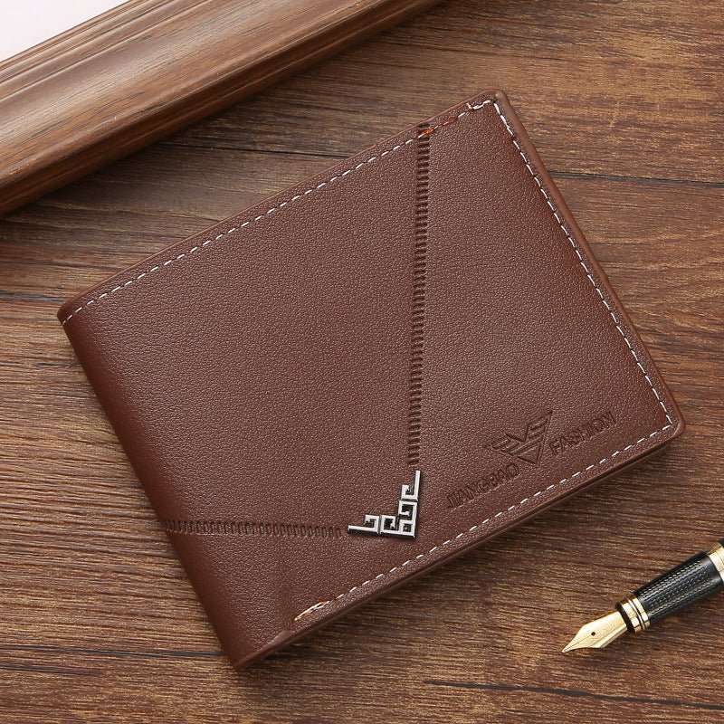 Men's Simplicity Fashion Multi - card - slot Lychee Pattern Short Wallet - AMIR BAGS INDIA PRIVATE LIMITED