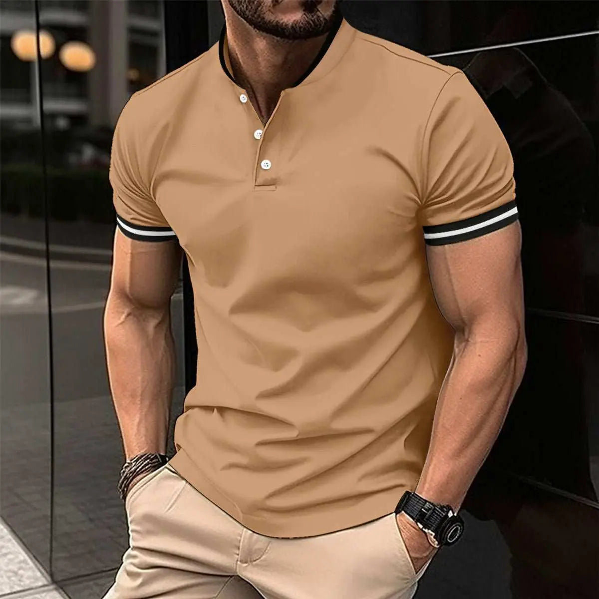 Men's Sports Button Pocket Short SleevedProduct information:Pattern: solid color Color: khaki, red, black, white Size: S,M,L,XL,XXL,XXXL Style: slim fit Main fabric composition: Polyester Fiber (polyester)DropshipmanAMIR BAGS INDIA PRIVATE LIMITEDnull
