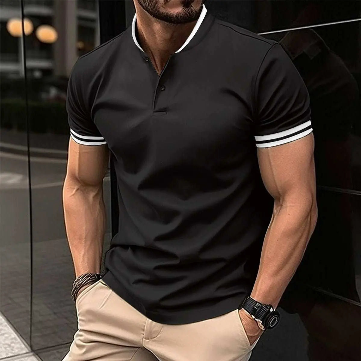 Men's Sports Button Pocket Short SleevedProduct information:Pattern: solid color Color: khaki, red, black, white Size: S,M,L,XL,XXL,XXXL Style: slim fit Main fabric composition: Polyester Fiber (polyester)DropshipmanAMIR BAGS INDIA PRIVATE LIMITEDnull