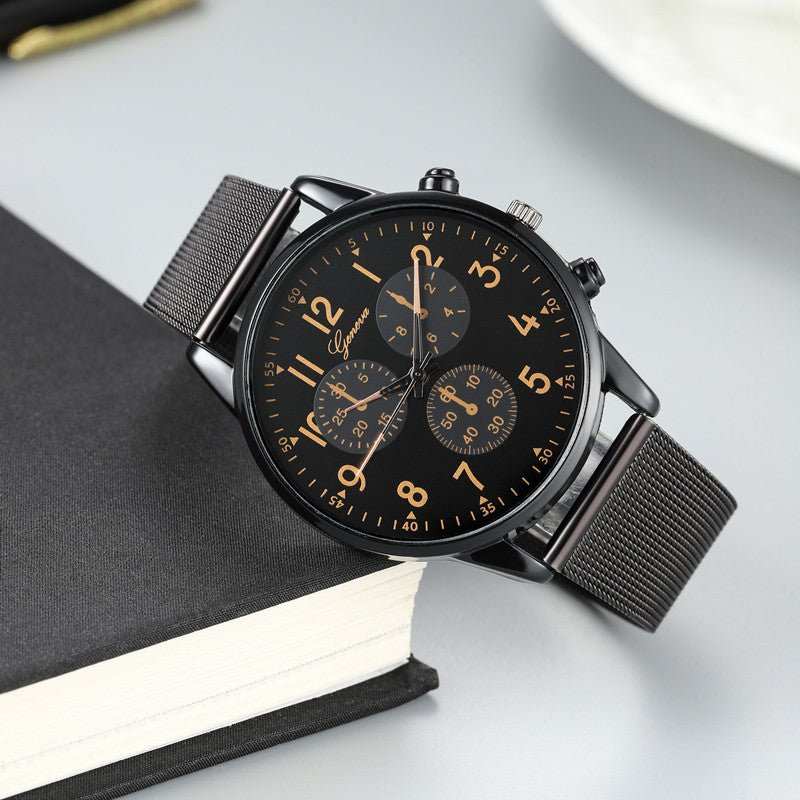 Men's Steel Strap Watch Business Fashion Three - eye Belt - AMIR BAGS INDIA PRIVATE LIMITED