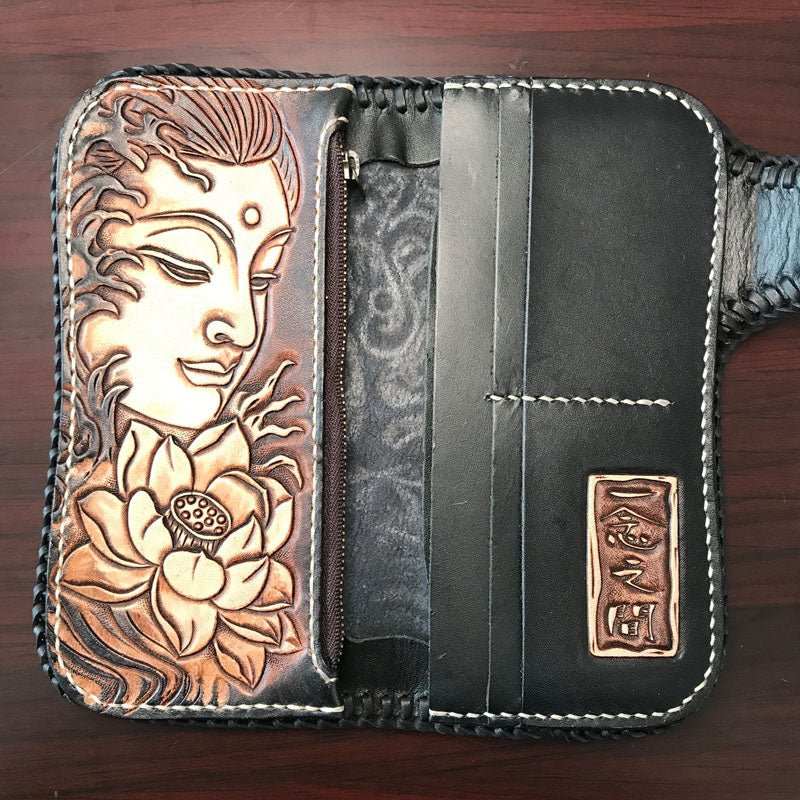 Men's Top Layer Cow Leather Carving Wallet - AMIR BAGS INDIA PRIVATE LIMITED