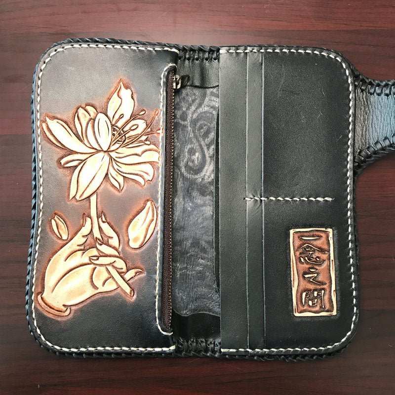 Men's Top Layer Cow Leather Carving Wallet - AMIR BAGS INDIA PRIVATE LIMITED