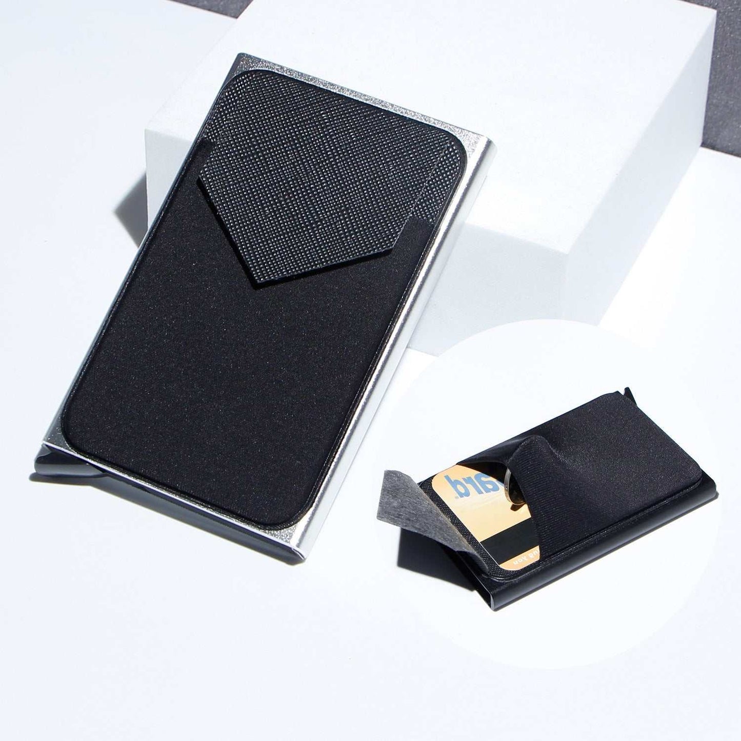 Metal Card Strap Lycra Cloth Anti - theft Swiping Aluminum Alloy Credit Card Box Business Card Case Multi Card Holder - AMIR BAGS INDIA PRIVATE LIMITED