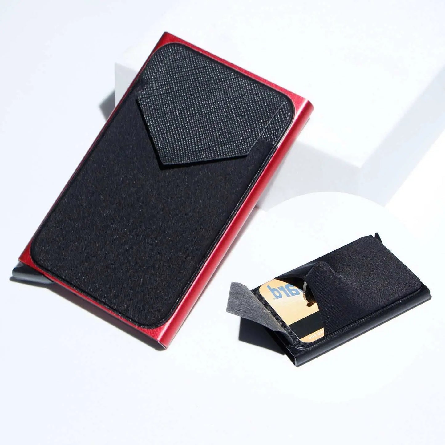 Metal Card Strap Lycra Cloth Anti - theft Swiping Aluminum Alloy Credit Card Box Business Card Case Multi Card Holder - AMIR BAGS INDIA PRIVATE LIMITED