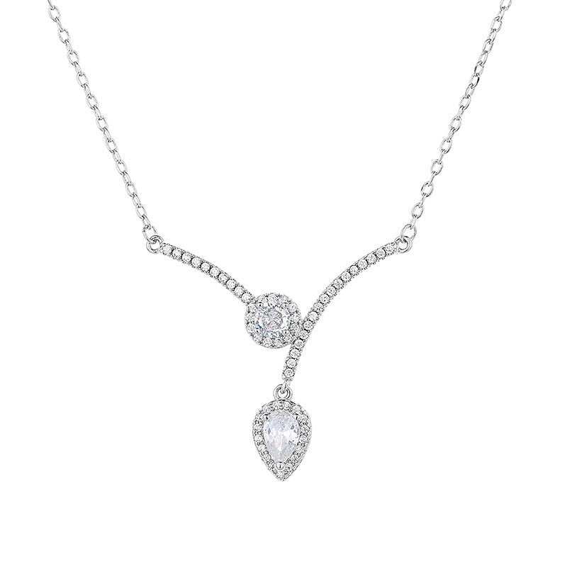 Micro Inlaid Zircon Water Drop V - shaped Necklace Niche High Sense - AMIR BAGS INDIA PRIVATE LIMITED